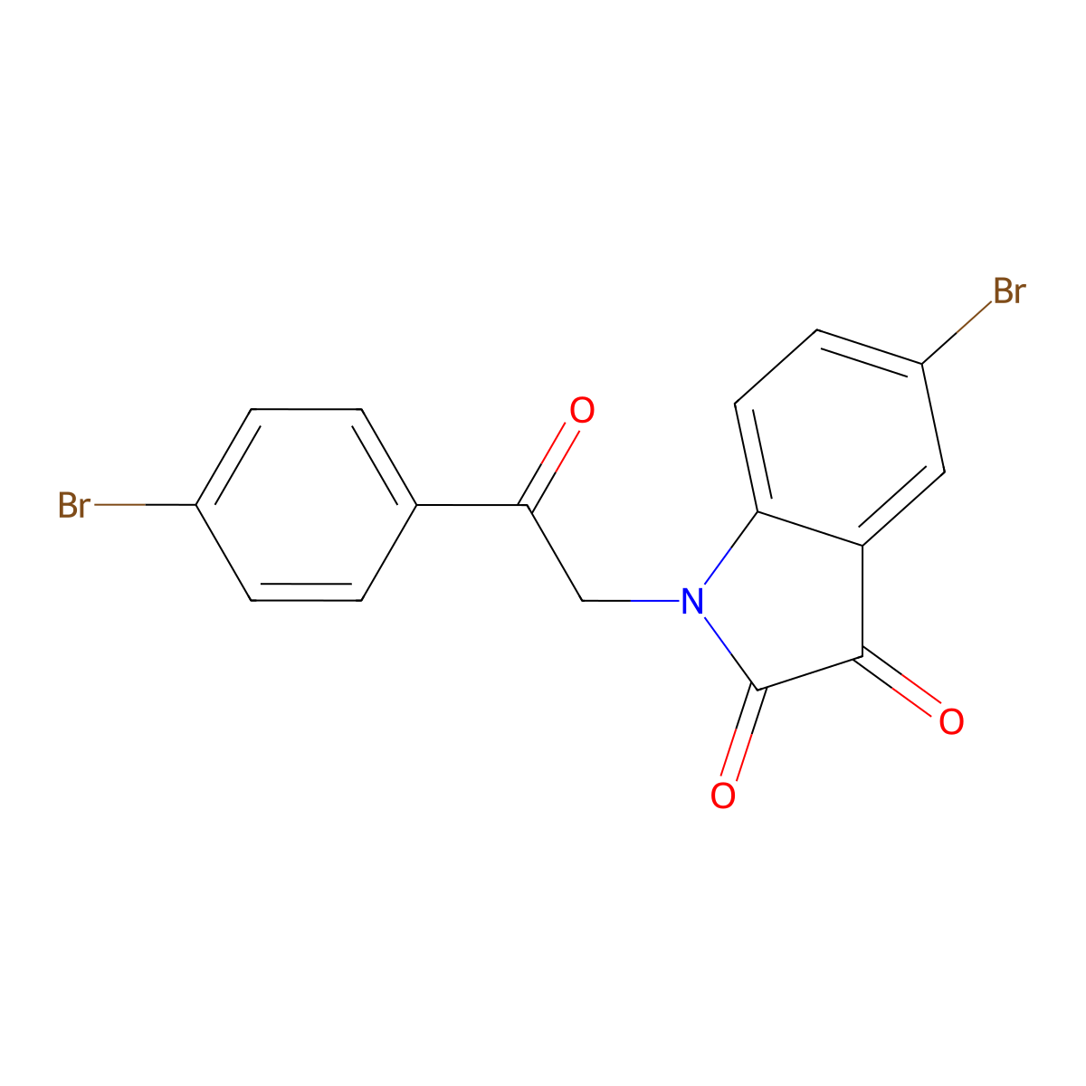 1H-Indole-2,3-dione, 5-bromo-1-[2-(4-bromophenyl)-2-oxoethyl]- molecular structure, CAS 75822-44-5