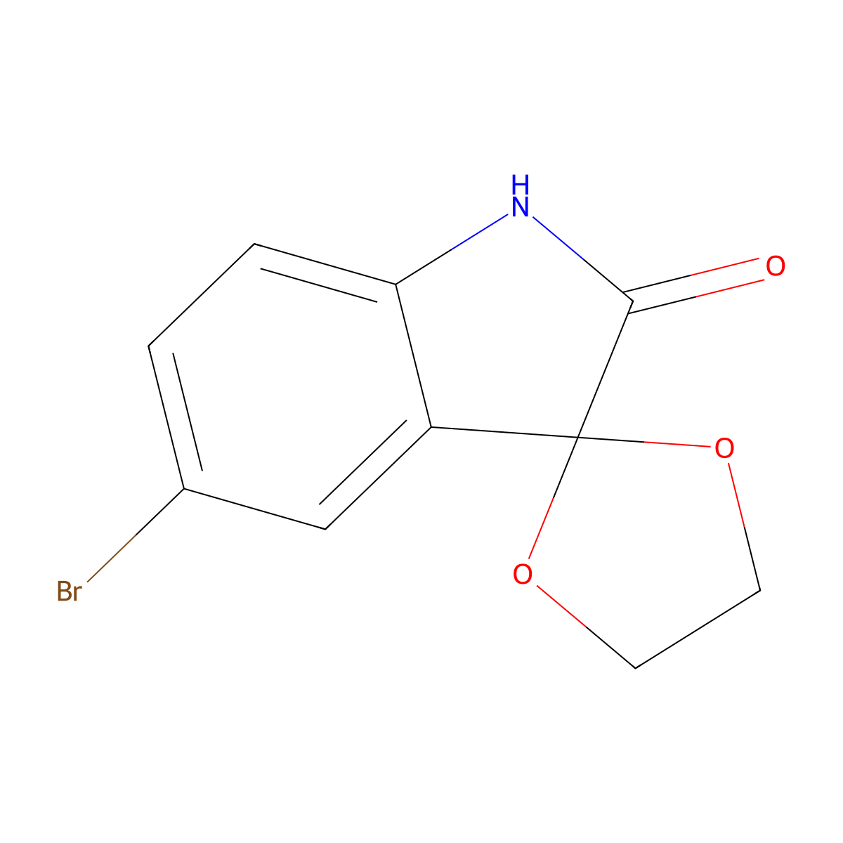 5'-Bromospiro[1,3-dioxolane-2,3'-[3H]indol]-2'(1'H)-one molecular structure, CAS 75822-54-7