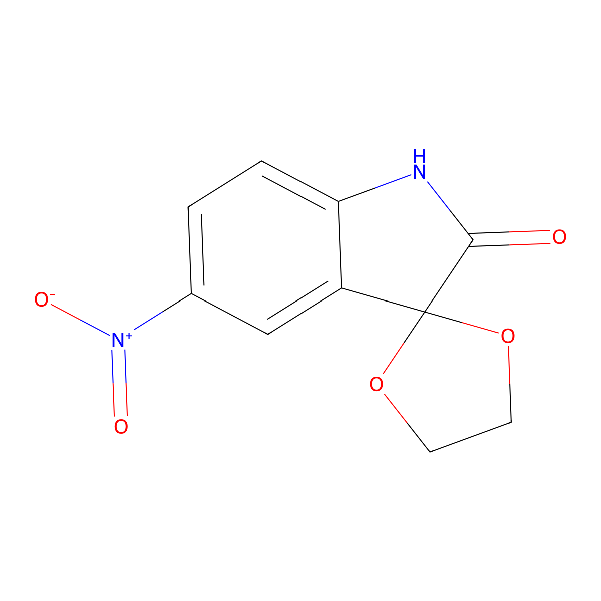 5'-Nitro-1',2'-dihydrospiro[1,3-dioxolane-2,3'-indole]-2'-one molecular structure, CAS 75822-55-8