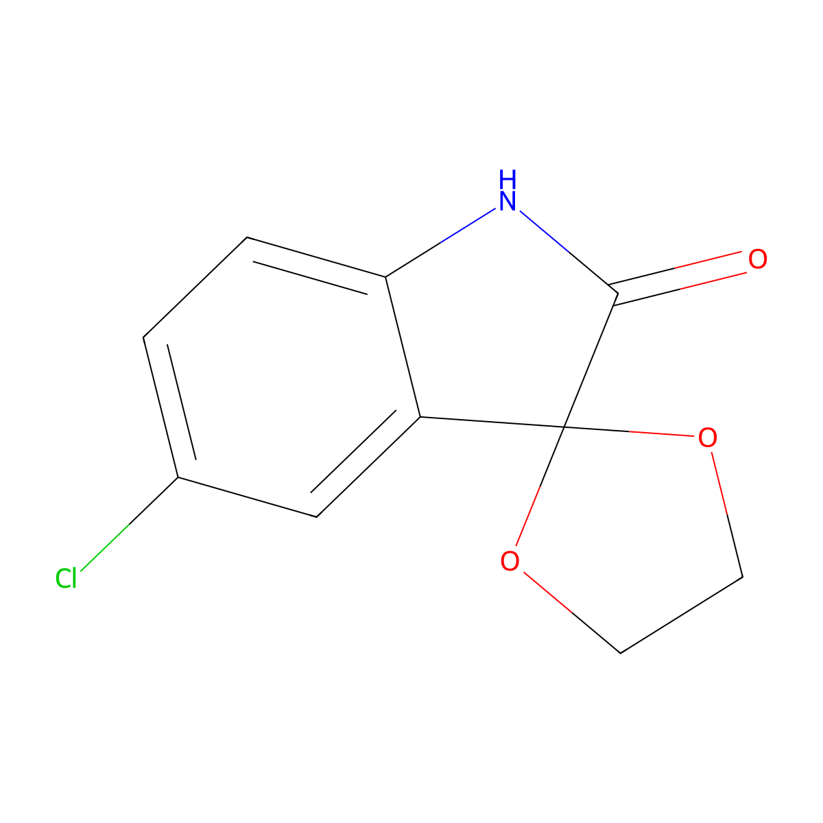 5'-chlorospiro[1,3-dioxolane-2,3'-indol]-2'(1'H)-one molecular structure, CAS 75822-57-0