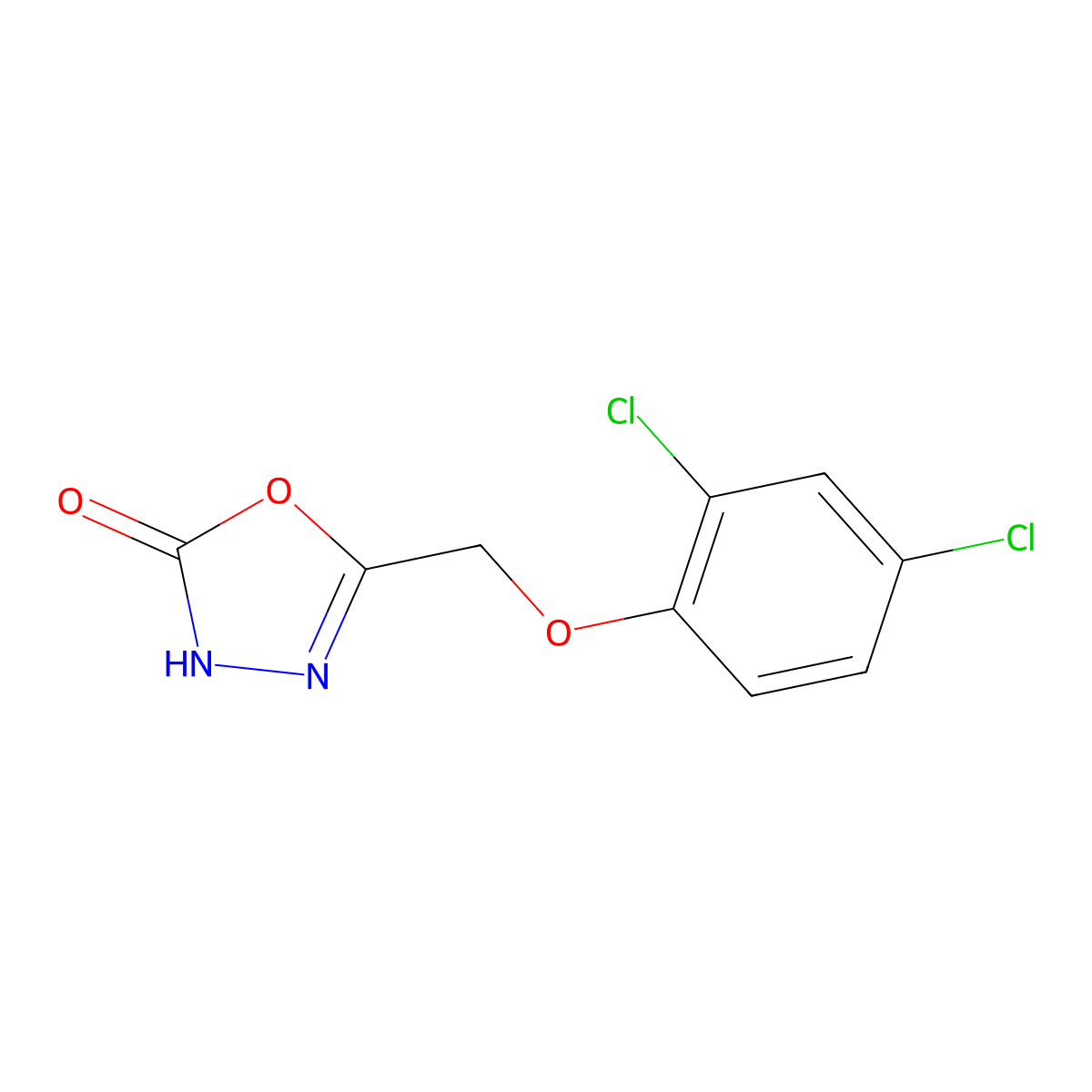 5-((2,4-Dichlorophenoxy)methyl)-1,3,4-oxadiazol-2(3H)-one molecular structure, CAS 75823-08-4