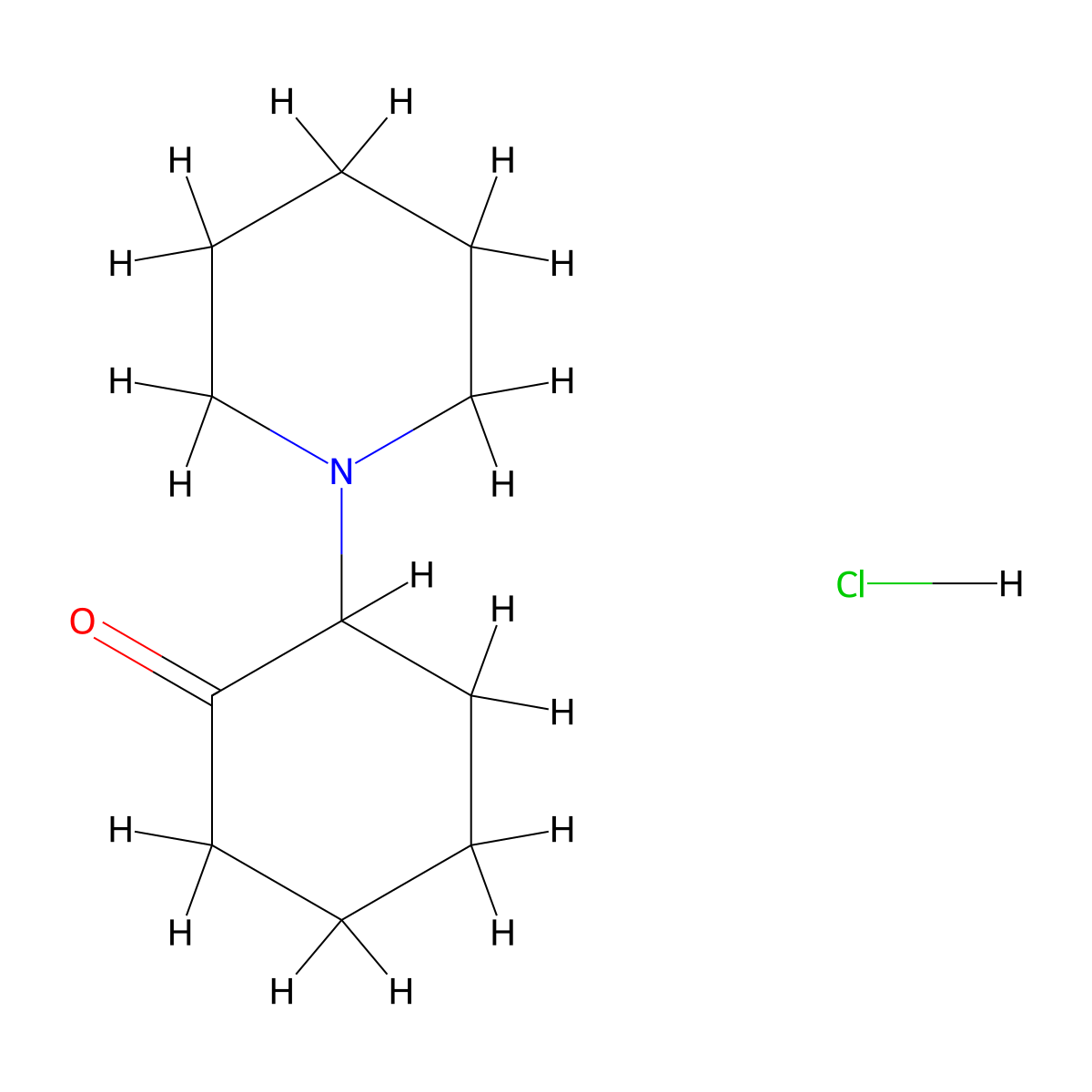 2-Piperidinocyclohexan-1-one hydrochloride molecular structure, CAS 7583-60-0