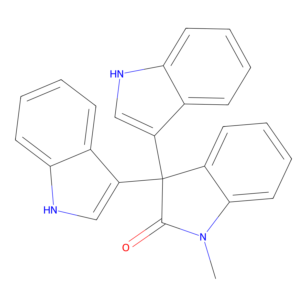 3,3-bis(1H-indol-3-yl)-1-methylindol-2-one molecular structure, CAS 75833-71-5