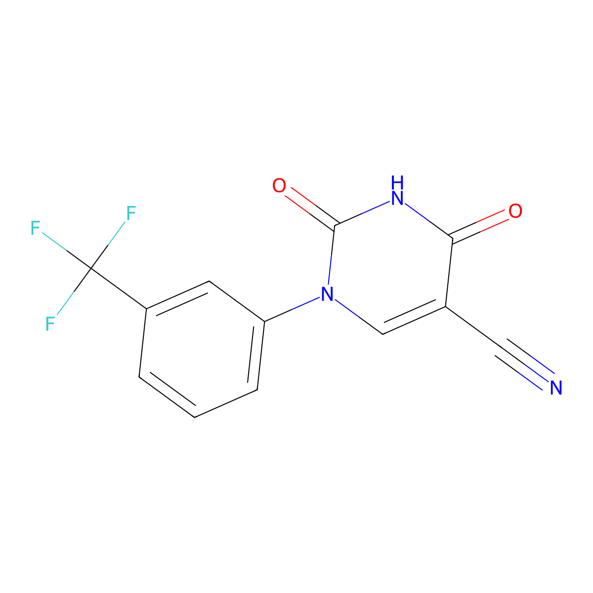 5-Cyano-1-[3-(trifluoromethyl)phenyl]uracil molecular structure, CAS 75838-24-3