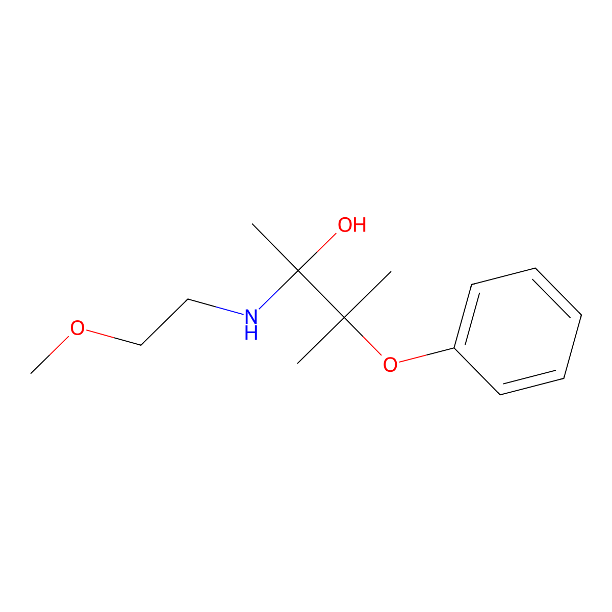 2-Butanol, 2-((2-methoxyethyl)amino)-3-methyl-3-phenoxy- molecular structure, CAS 7584-78-3