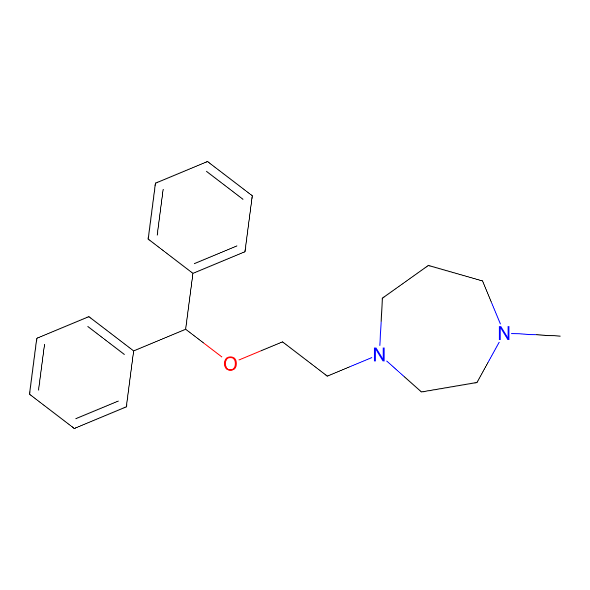 1H-1,4-Diazepine, hexahydro-1-(2-(diphenylmethoxy)ethyl)-4-methyl- molecular structure, CAS 75842-91-0