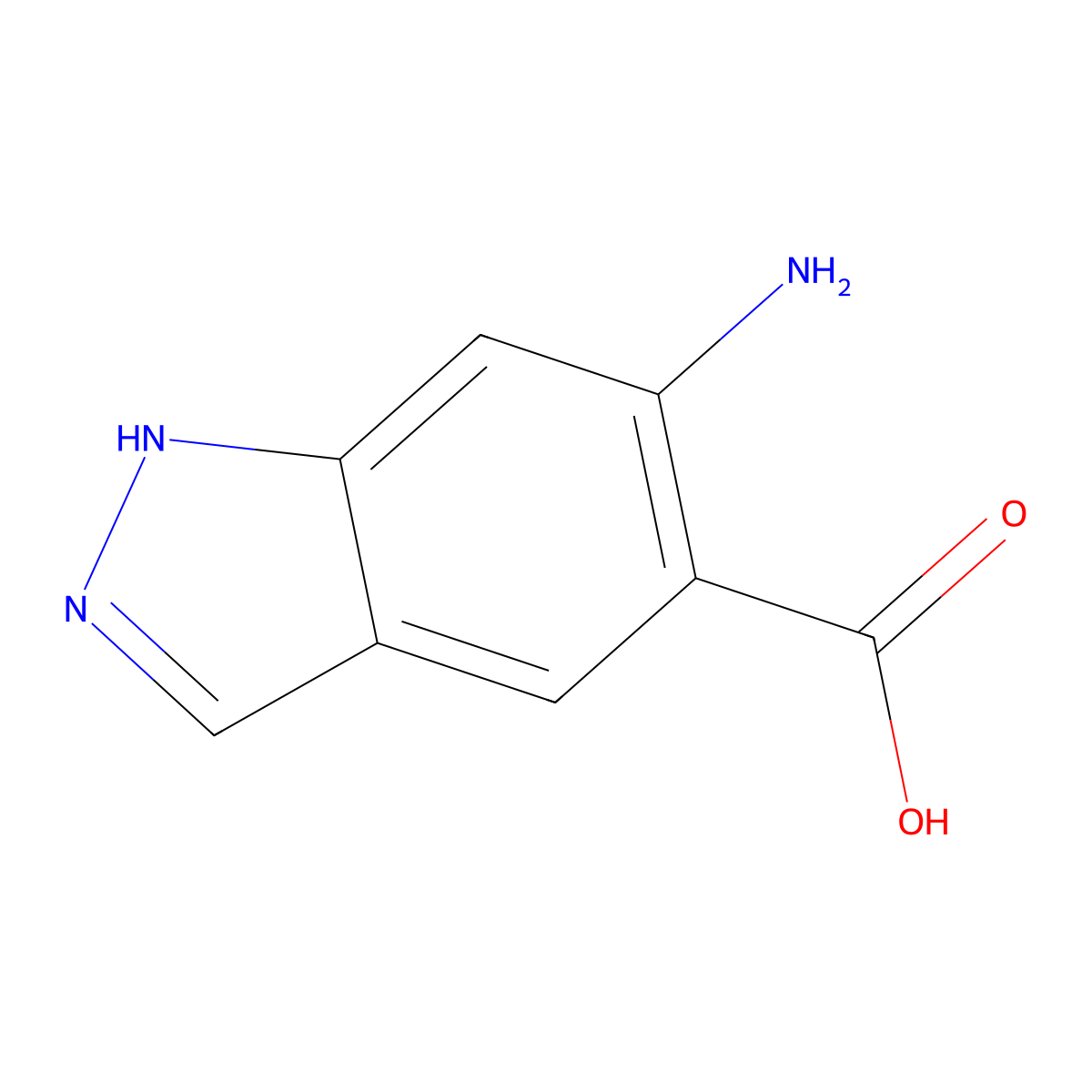 6-amino-1H-indazole-5-carboxylic acid molecular structure, CAS 75844-33-6