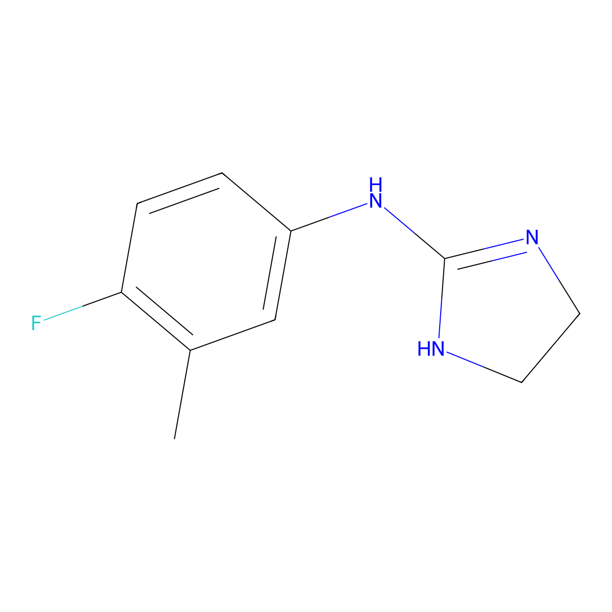 N-(4-fluoro-3-methylphenyl)-4,5-dihydro-1H-imidazol-2-amine molecular structure, CAS 75849-36-4