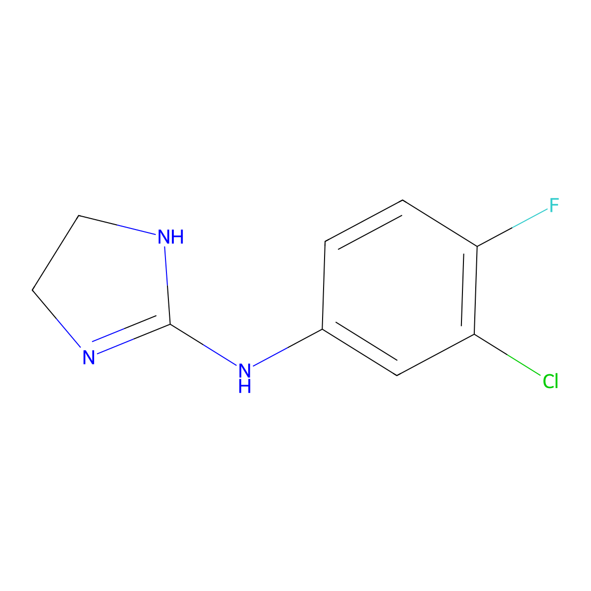 N-(3-chloro-4-fluorophenyl)-4,5-dihydro-1H-imidazol-2-amine molecular structure, CAS 75849-40-0