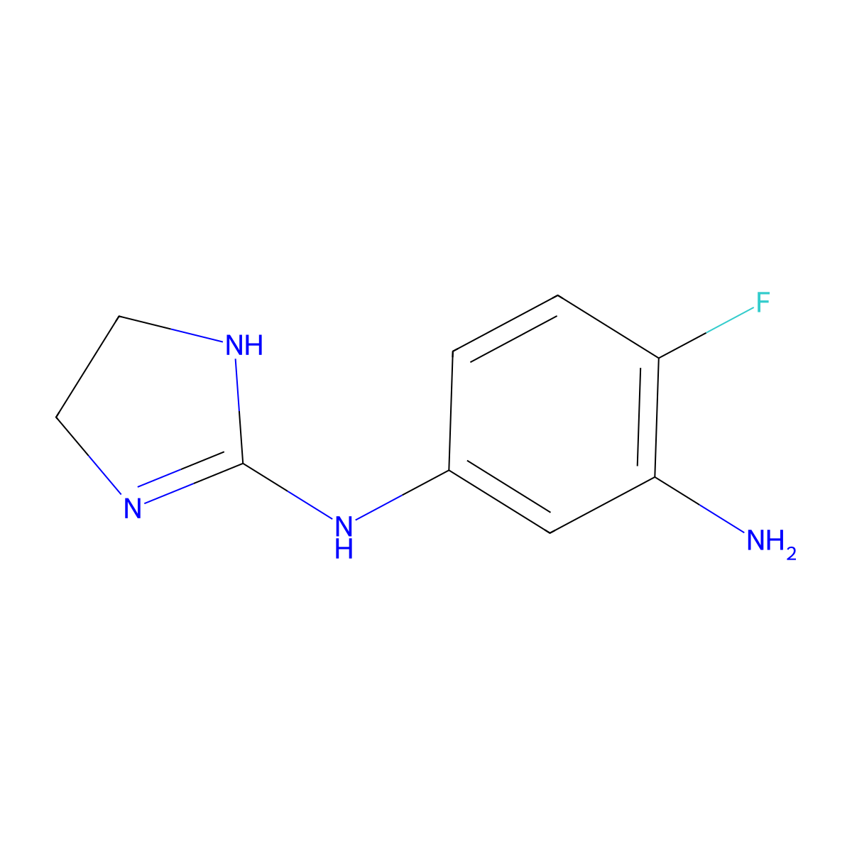N1-(4,5-dihydro-1H-imidazol-2-yl)-4-fluorobenzene-1,3-diamine molecular structure, CAS 75849-41-1