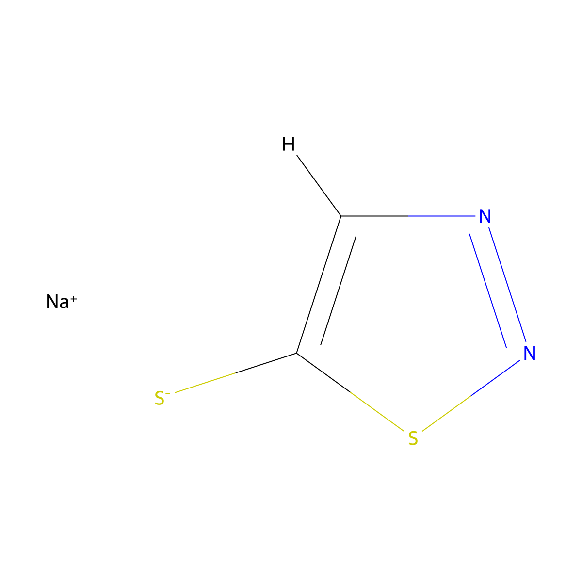 Sodium (1,2,3-thiadiazol-5-yl)sulfanide molecular structure, CAS 75849-83-1