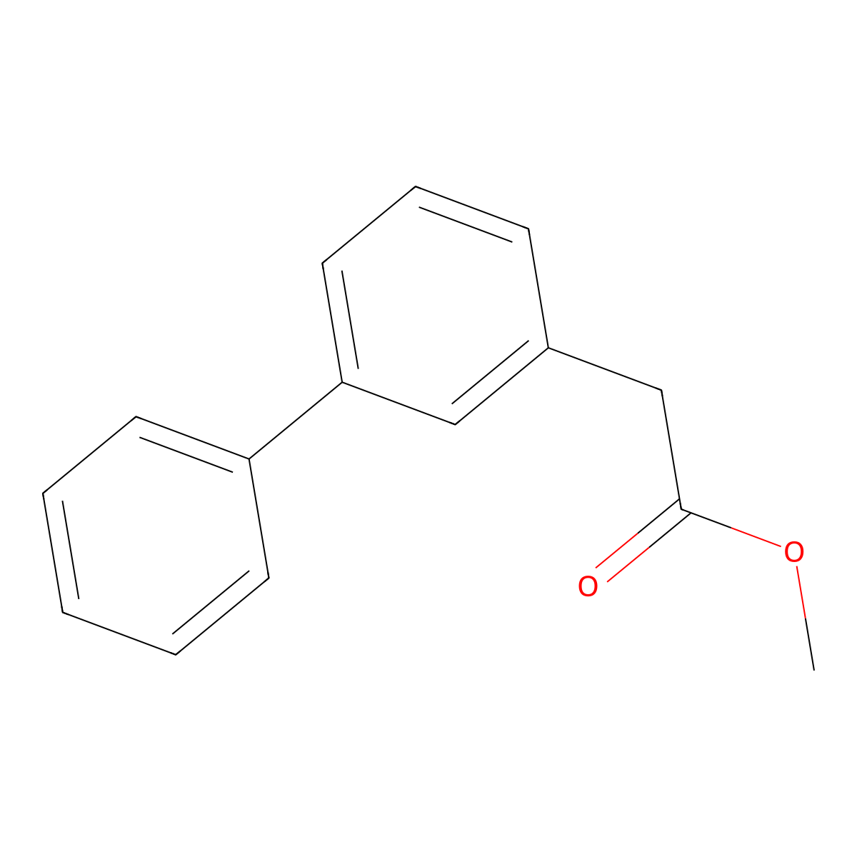 Biphenyl-3-ylacetic acid methyl ester molecular structure, CAS 75852-28-7