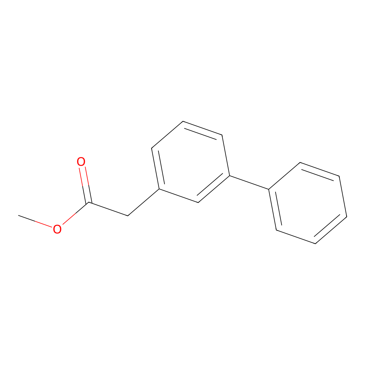 Biphenyl-3-ylacetic acid methyl ester molecular structure, CAS 75852-28-7