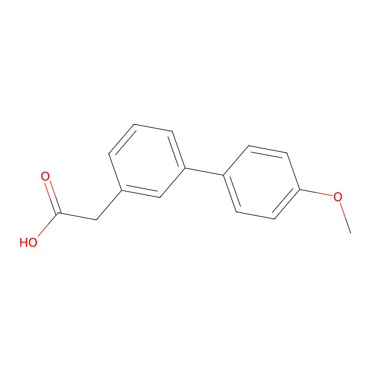 (1,1'-Biphenyl)-3-acetic acid, 4'-methoxy- molecular structure, CAS 75852-49-2