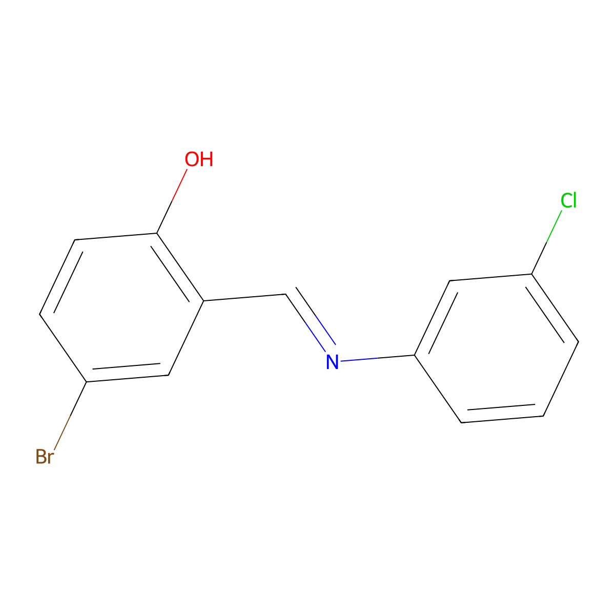 4-bromo-2-{(E)-[(3-chlorophenyl)imino]methyl}phenol molecular structure, CAS 75854-15-8