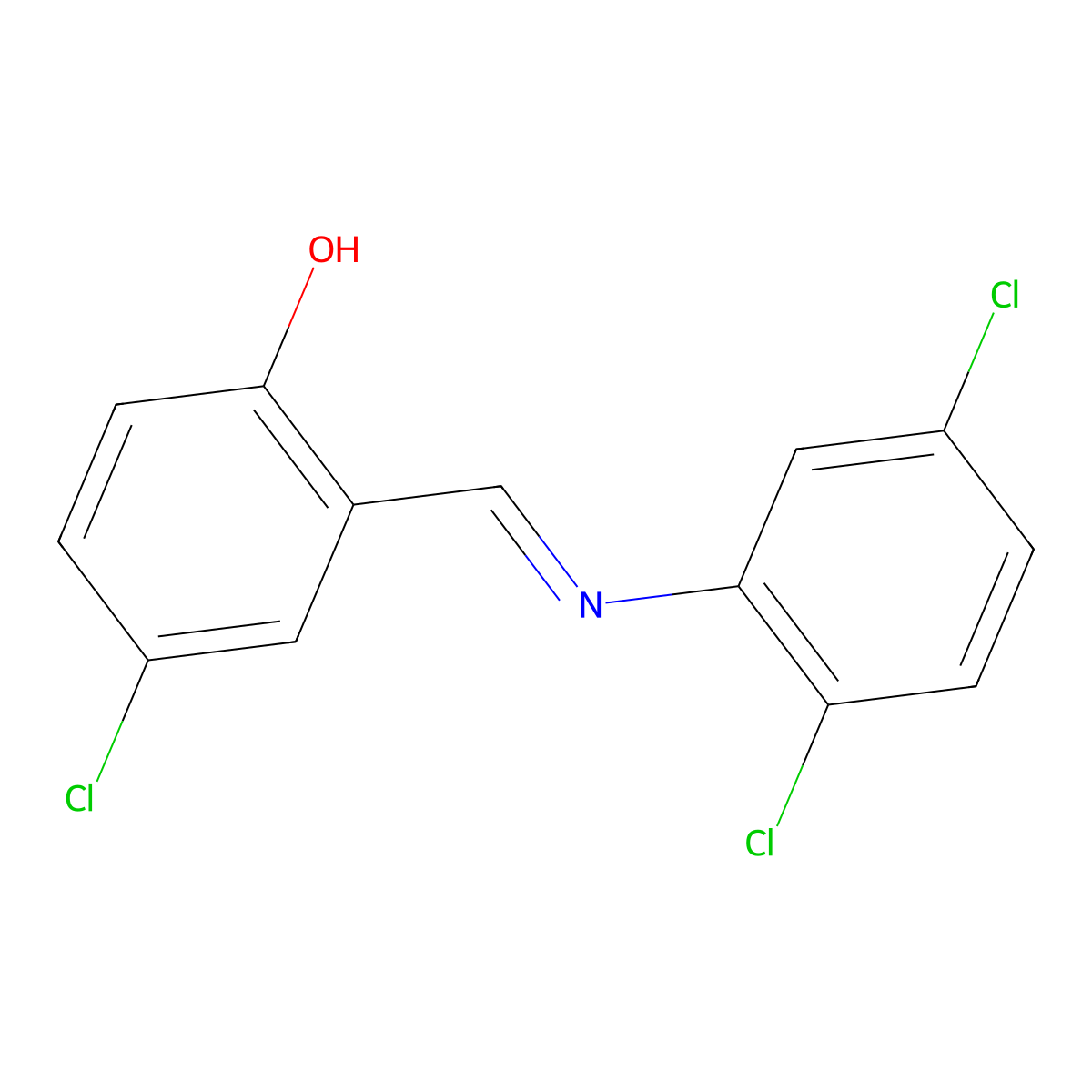 4-chloro-2-{(E)-[(2,5-dichlorophenyl)imino]methyl}phenol molecular structure, CAS 75854-16-9