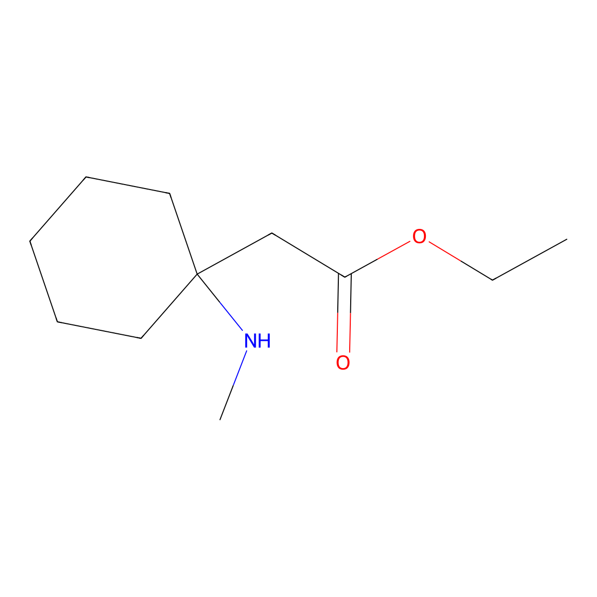Ethyl 2-[1-(methylamino)cyclohexyl]acetate molecular structure, CAS 758623-67-5