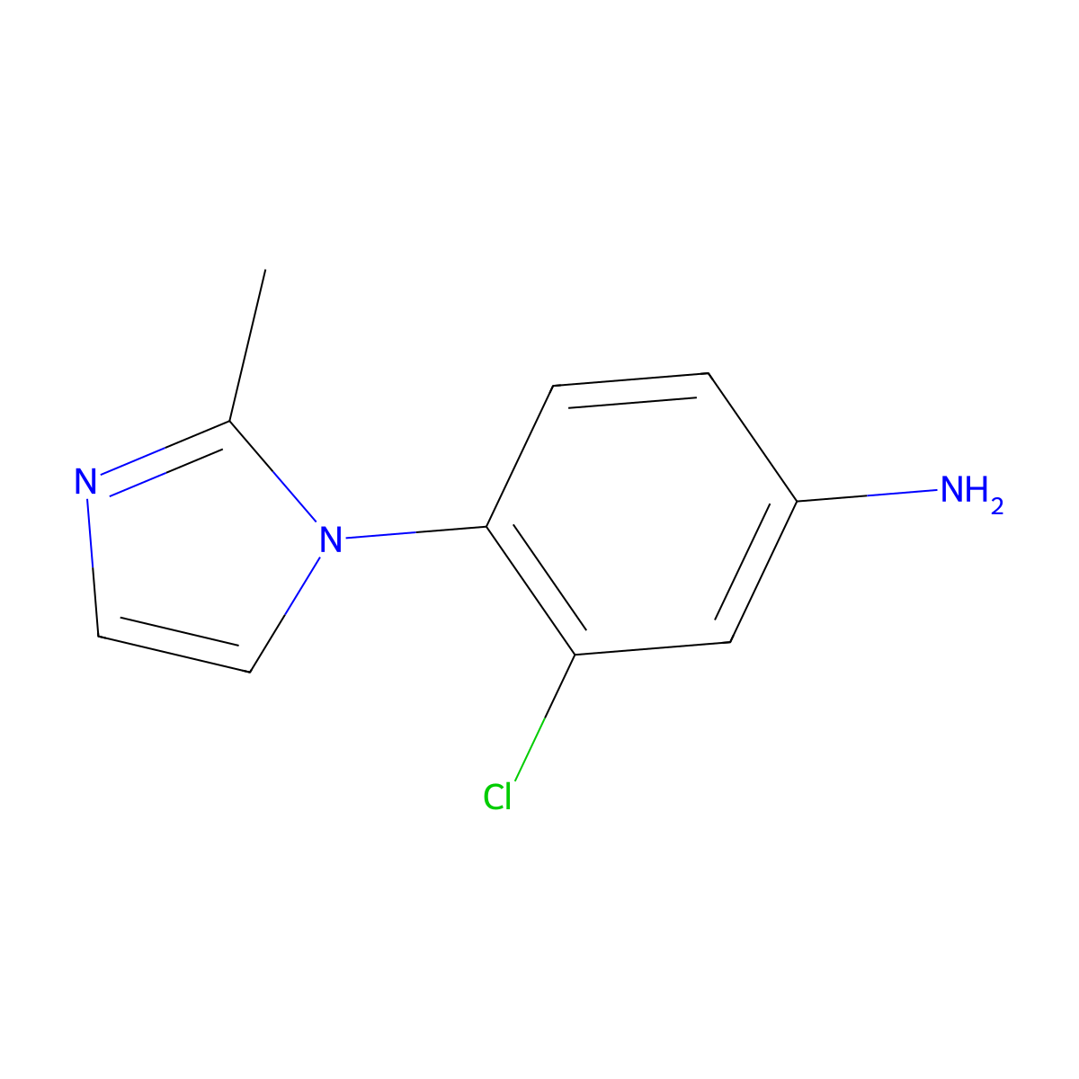 3-chloro-4-(2-methyl-1H-imidazol-1-yl)aniline molecular structure, CAS 758636-23-6