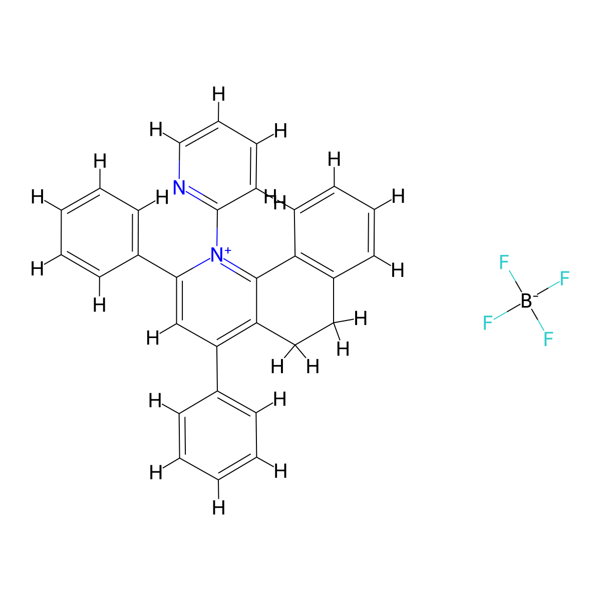 2,4-Diphenyl-1-(2-pyridinyl)-5,6-dihydrobenzo[h]quinolinium tetrafluoroborate molecular structure, CAS 75864-92-5