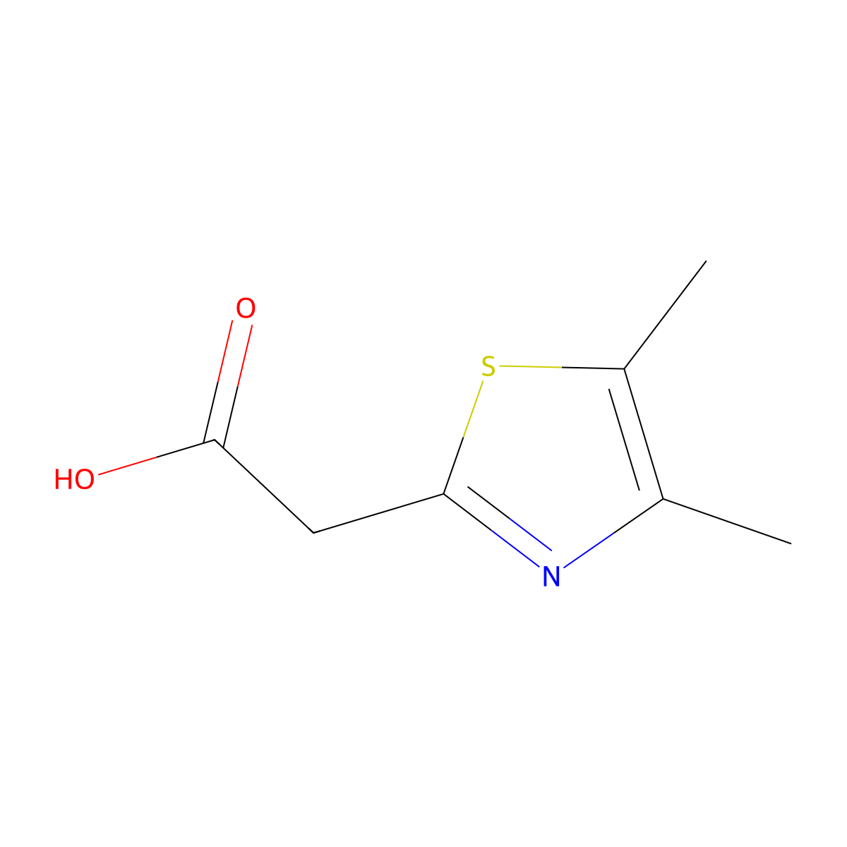 2-Thiazoleacetic acid, 4,5-dimethyl- molecular structure, CAS 758651-37-5