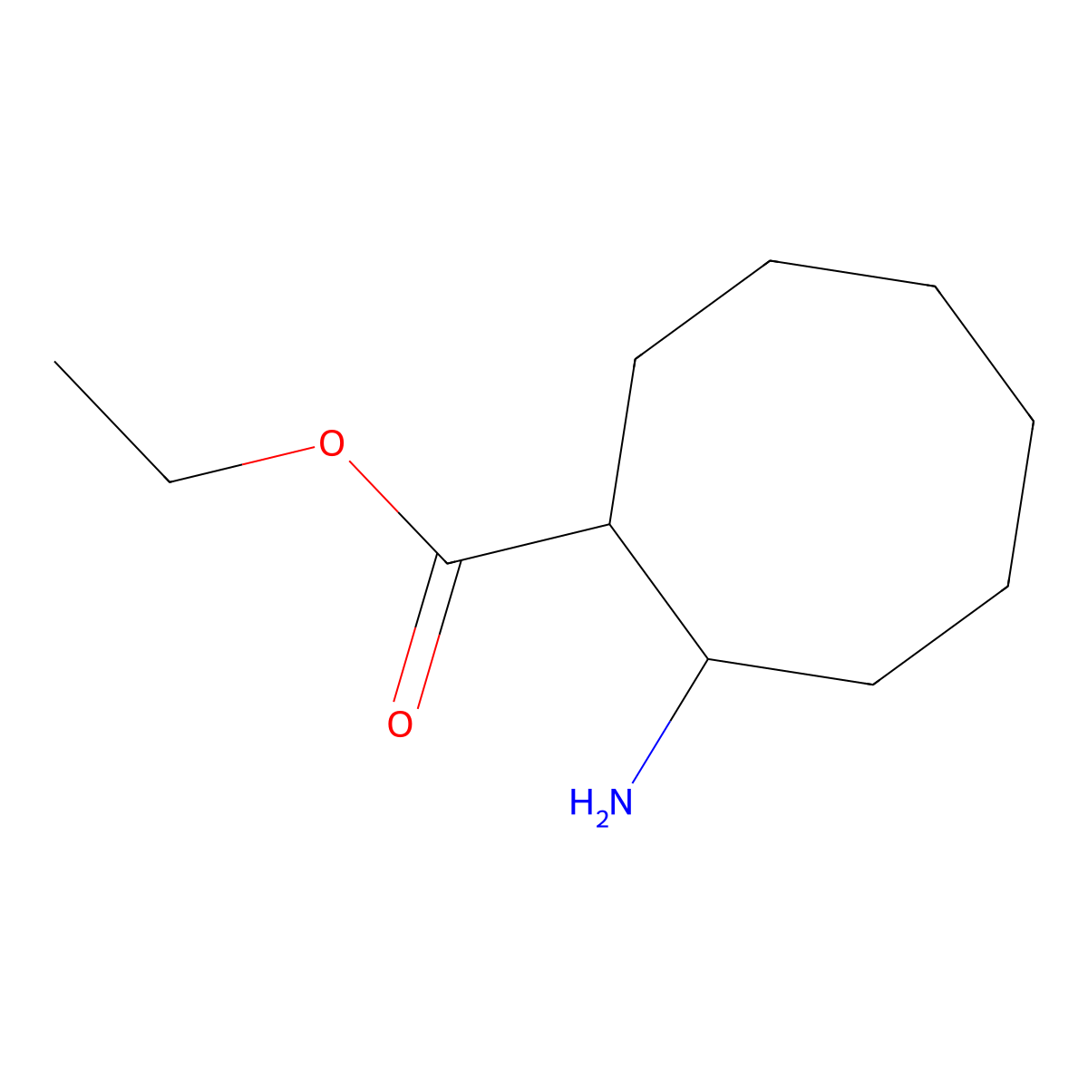 rac-ethyl (1R,2S)-2-aminocyclooctane-1-carboxylate molecular structure, CAS 758676-44-7