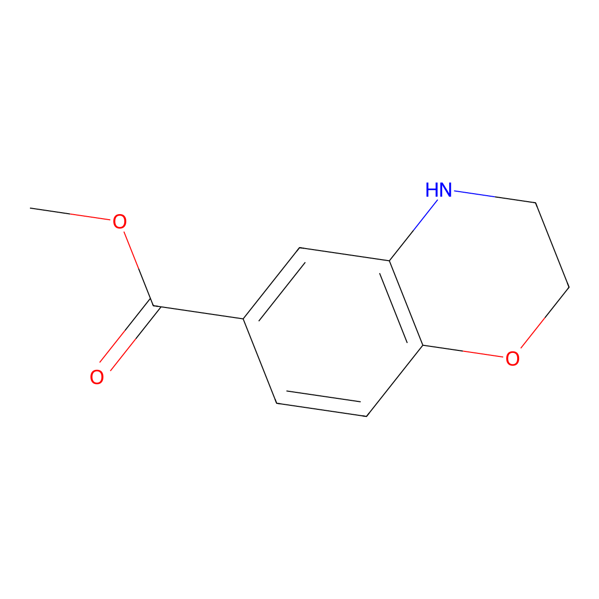 methyl 3,4-dihydro-2H-1,4-benzoxazine-6-carboxylate molecular structure, CAS 758684-29-6