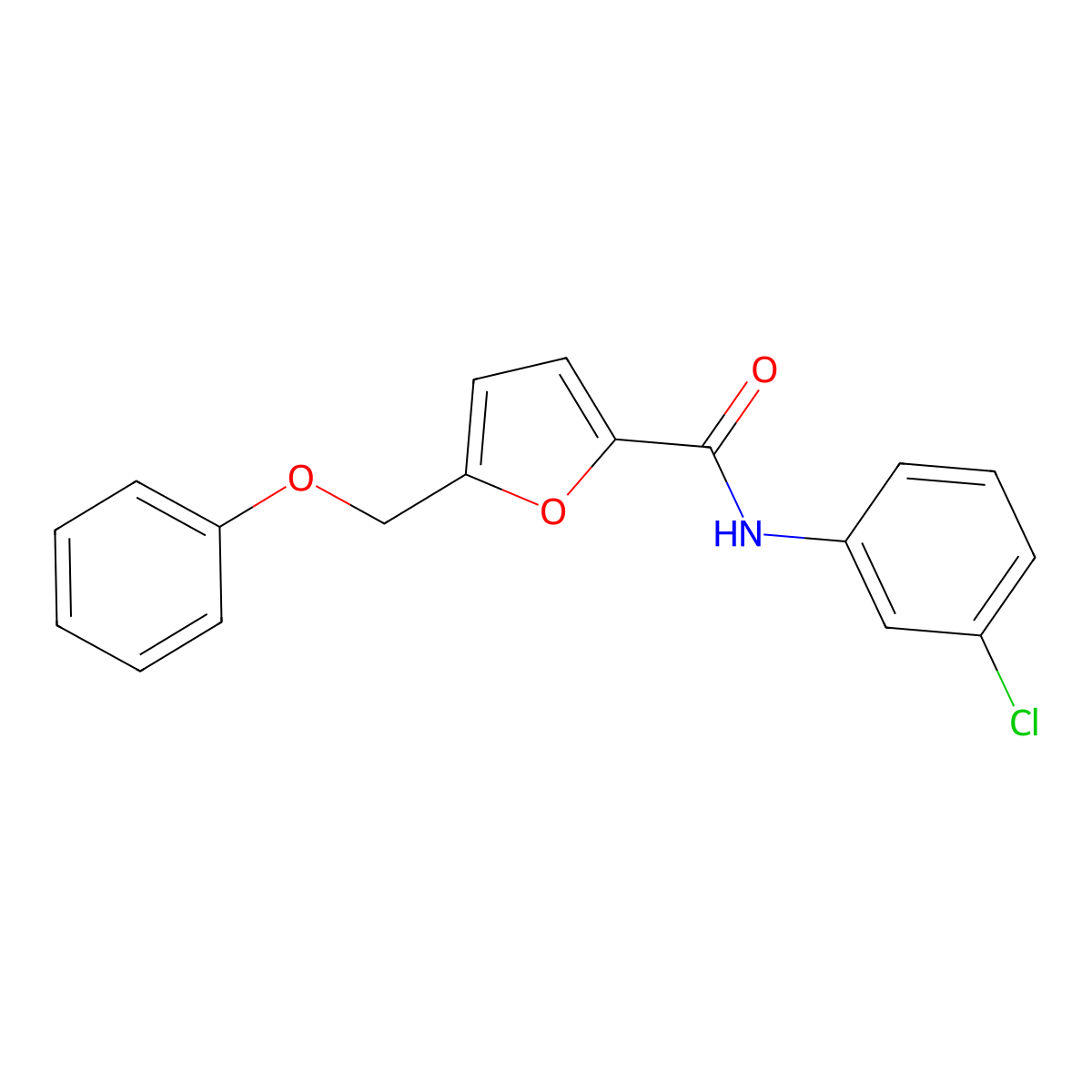N-(3-chlorophenyl)-5-(phenoxymethyl)furan-2-carboxamide molecular structure, CAS 758688-69-6