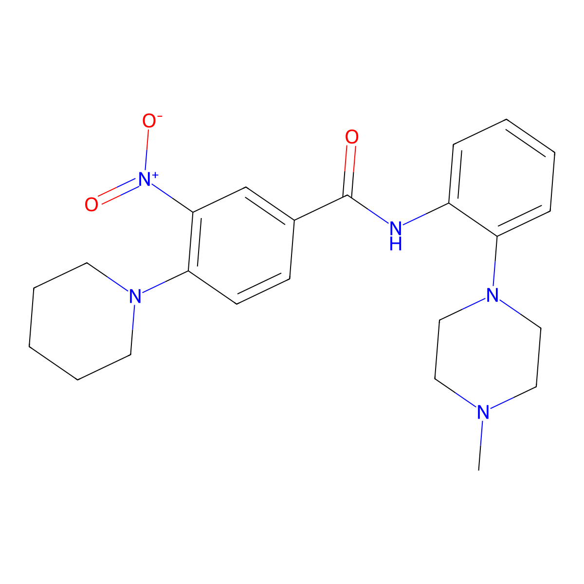 N-[2-(4-methylpiperazin-1-yl)phenyl]-3-nitro-4-piperidin-1-ylbenzamide molecular structure, CAS 758689-19-9