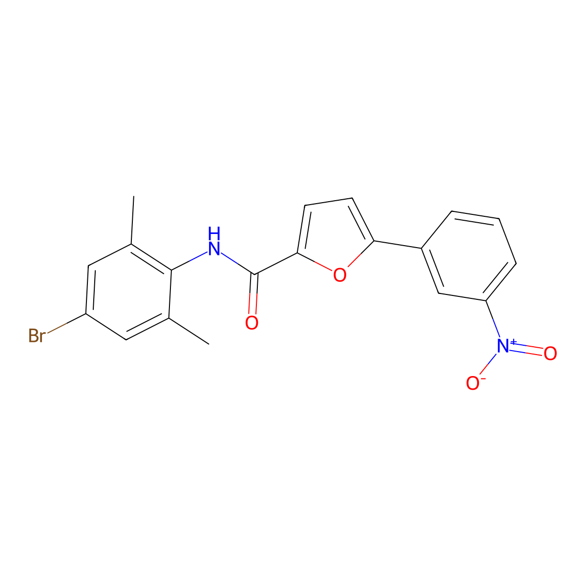 N-(4-bromo-2,6-dimethylphenyl)-5-(3-nitrophenyl)furan-2-carboxamide molecular structure, CAS 758689-20-2