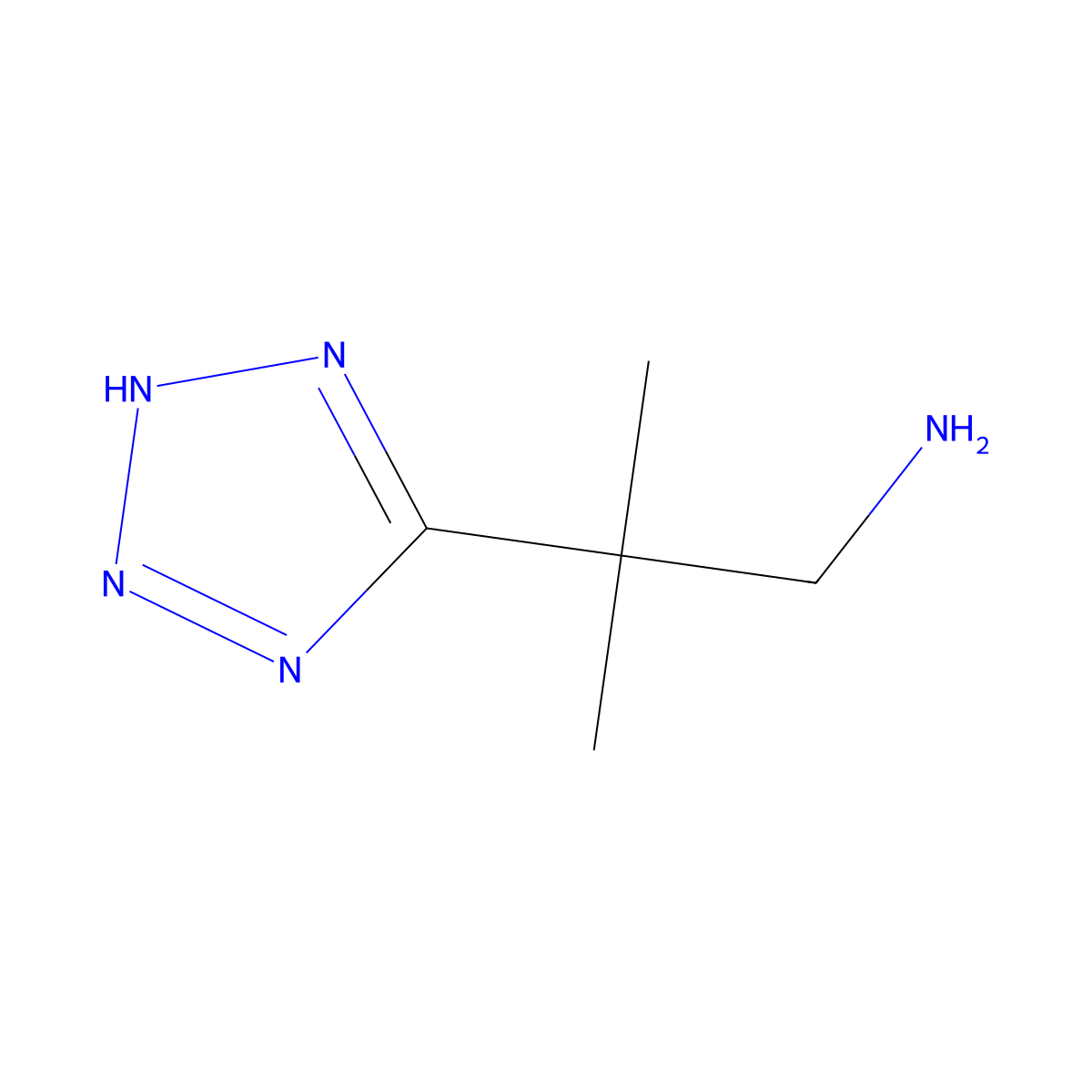 2-methyl-2-(1H-1,2,3,4-tetrazol-5-yl)propan-1-amine molecular structure, CAS 758697-36-8