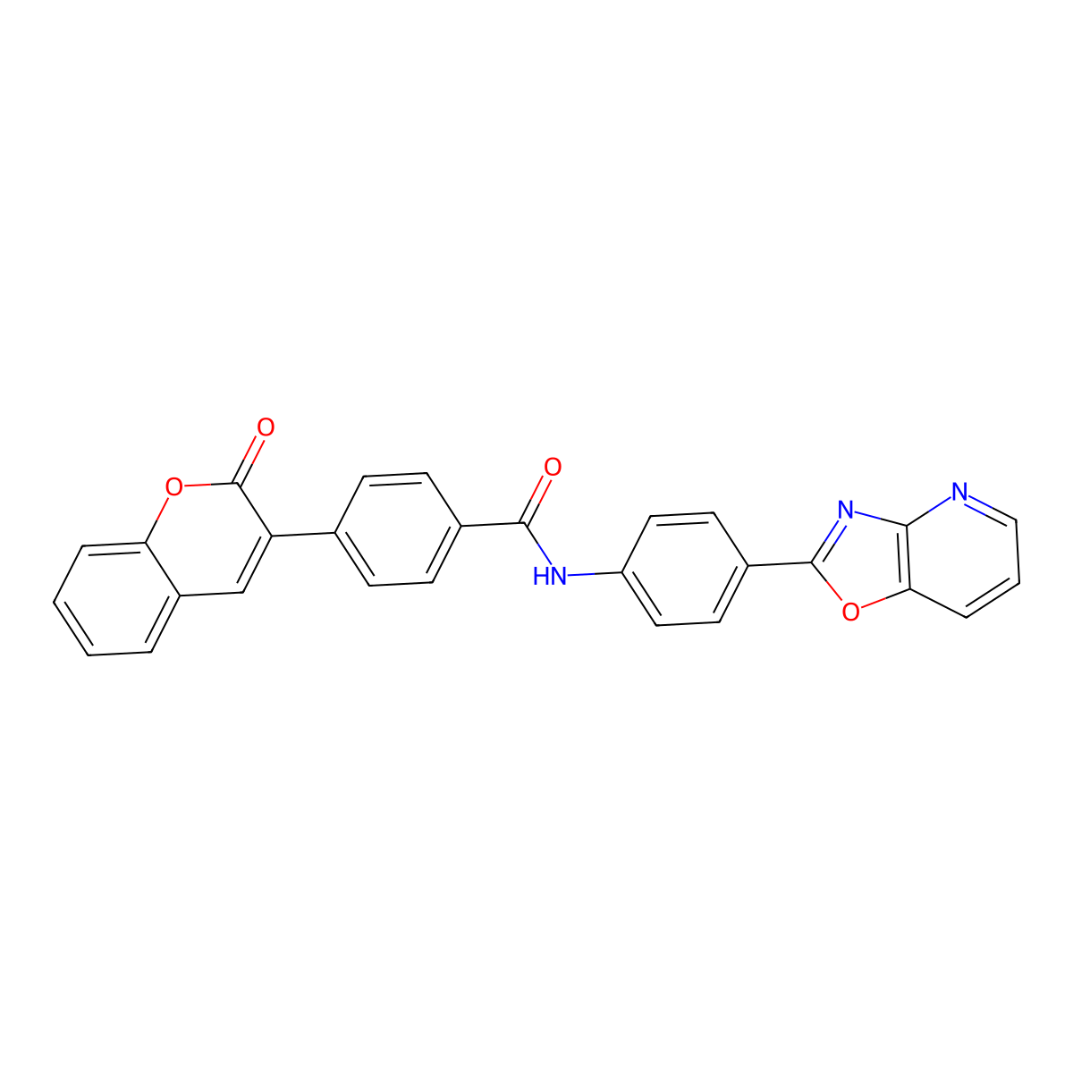 N-[4-([1,3]oxazolo[4,5-b]pyridin-2-yl)phenyl]-4-(2-oxochromen-3-yl)benzamide molecular structure, CAS 758699-94-4