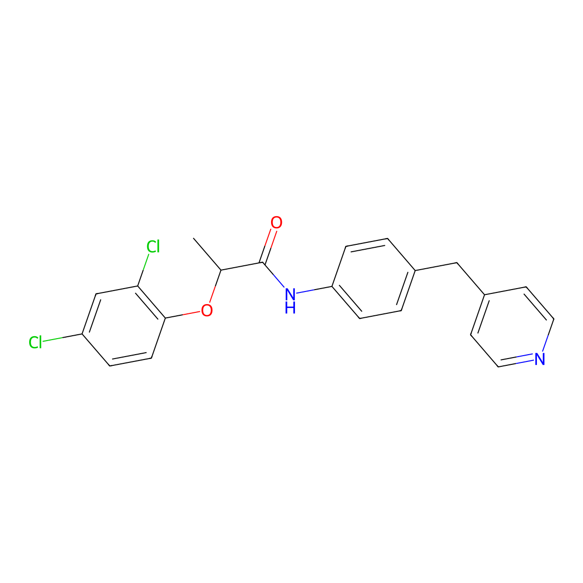 2-(2,4-dichlorophenoxy)-N-[4-(pyridin-4-ylmethyl)phenyl]propanamide molecular structure, CAS 758699-98-8