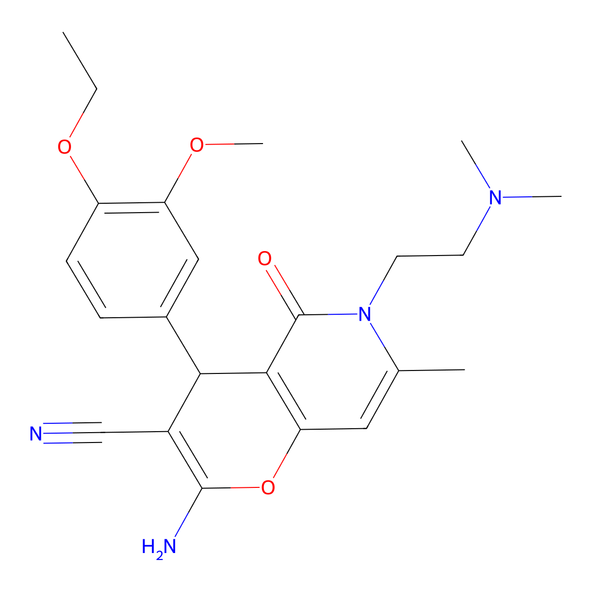 2-amino-6-(2-(dimethylamino)ethyl)-4-(4-ethoxy-3-methoxyphenyl)-7-methyl-5-oxo-5,6-dihydro-4H-pyrano[3,2-c]pyridine-3-carbonitrile molecular structure, CAS 758700-94-6