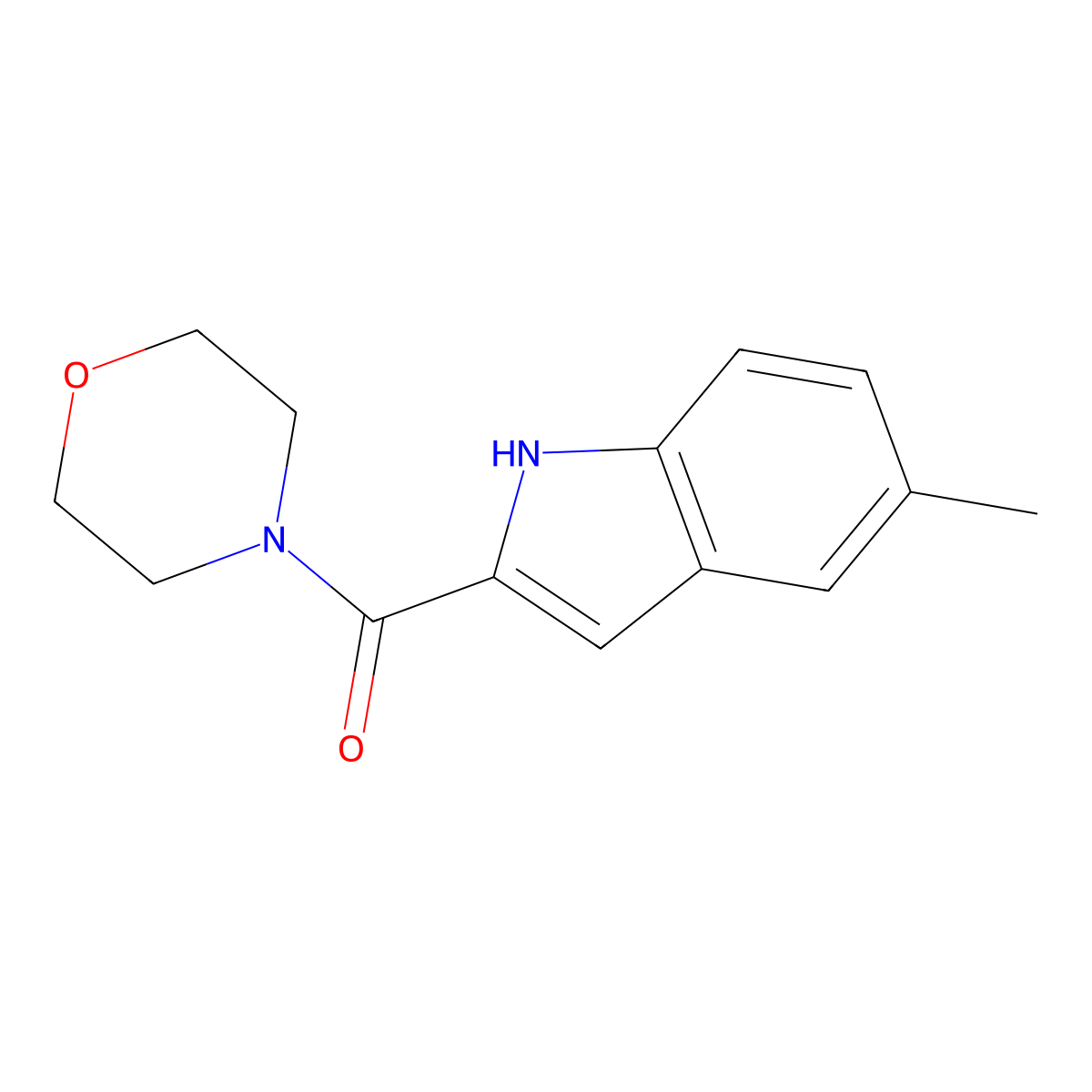 (5-methyl-1H-indol-2-yl)-morpholin-4-ylmethanone molecular structure, CAS 758701-50-7