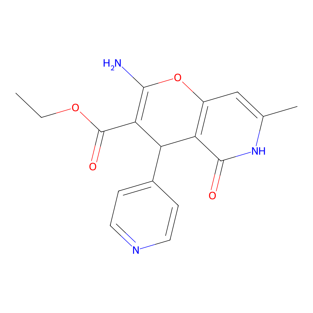 ethyl 2-amino-7-methyl-5-oxo-4-(pyridin-4-yl)-5,6-dihydro-4H-pyrano[3,2-c]pyridine-3-carboxylate molecular structure, CAS 758703-09-2