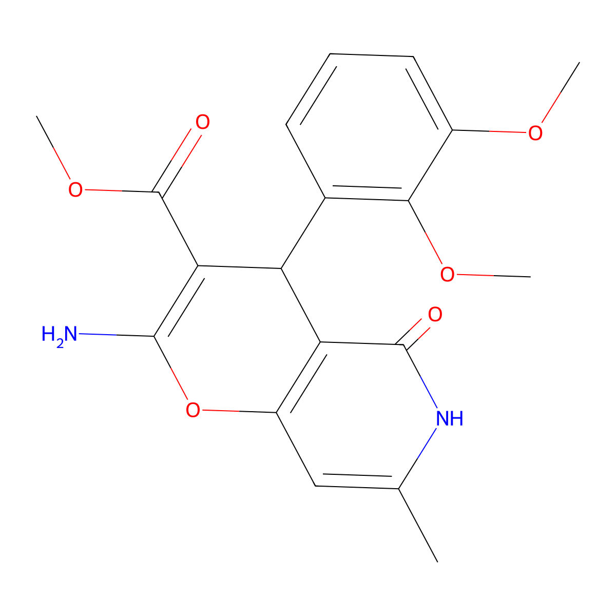 methyl 2-amino-4-(2,3-dimethoxyphenyl)-7-methyl-5-oxo-5,6-dihydro-4H-pyrano[3,2-c]pyridine-3-carboxylate molecular structure, CAS 758704-27-7