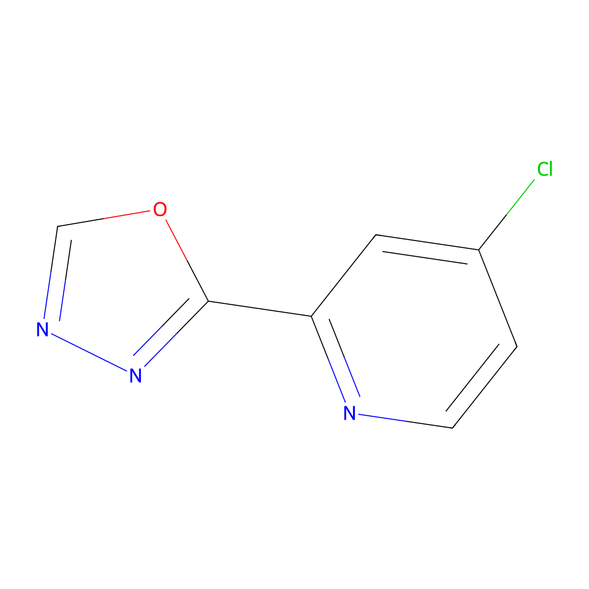 4-Chloro-2-(1,3,4-oxadiazol-2-yl)pyridine molecular structure, CAS 758709-88-5