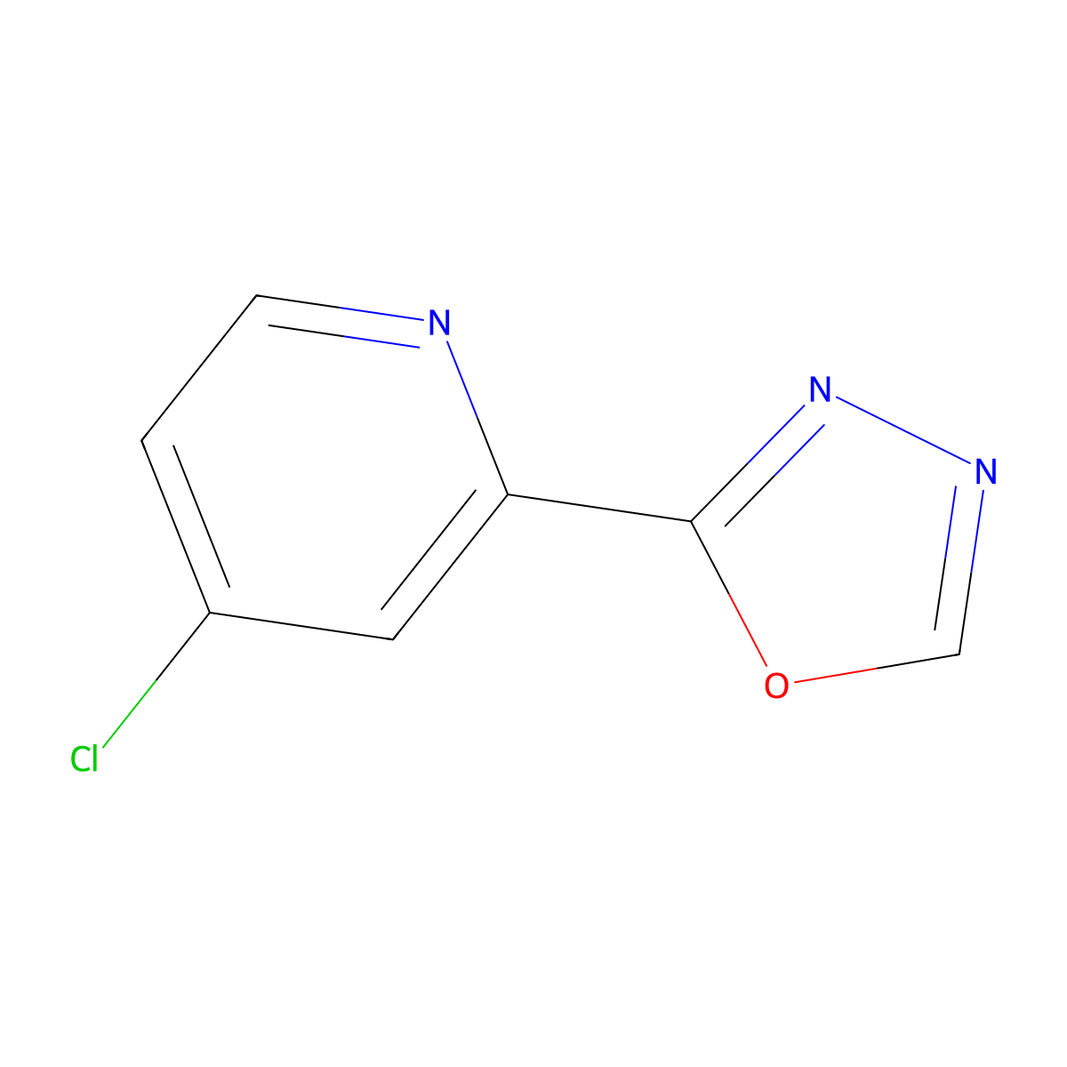 4-Chloro-2-(1,3,4-oxadiazol-2-yl)pyridine molecular structure, CAS 758709-88-5