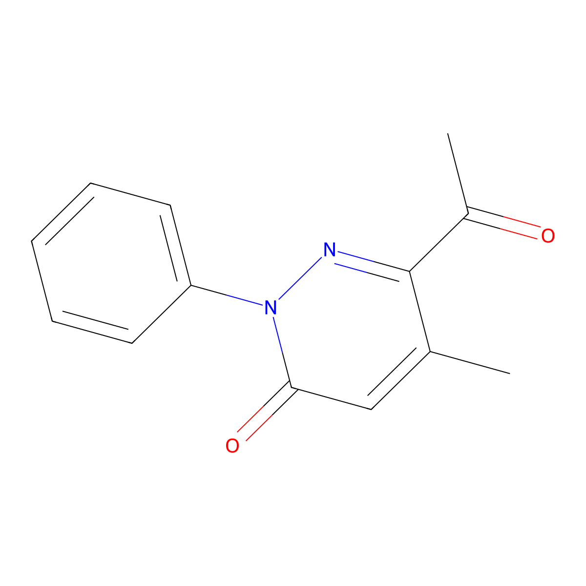 6-Acetyl-5-methyl-2-phenylpyridazin-3(2H)-one molecular structure, CAS 75872-28-5