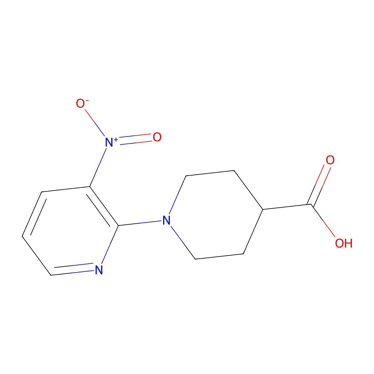 1-(3-Nitropyridin-2-yl)piperidine-4-carboxylic acid molecular structure, CAS 758720-54-6