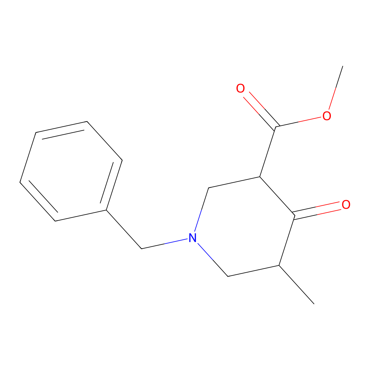 1-Benzyl-5-methyl-4-oxo-piperidine-3-carboxylic acid methyl ester molecular structure, CAS 758721-63-0
