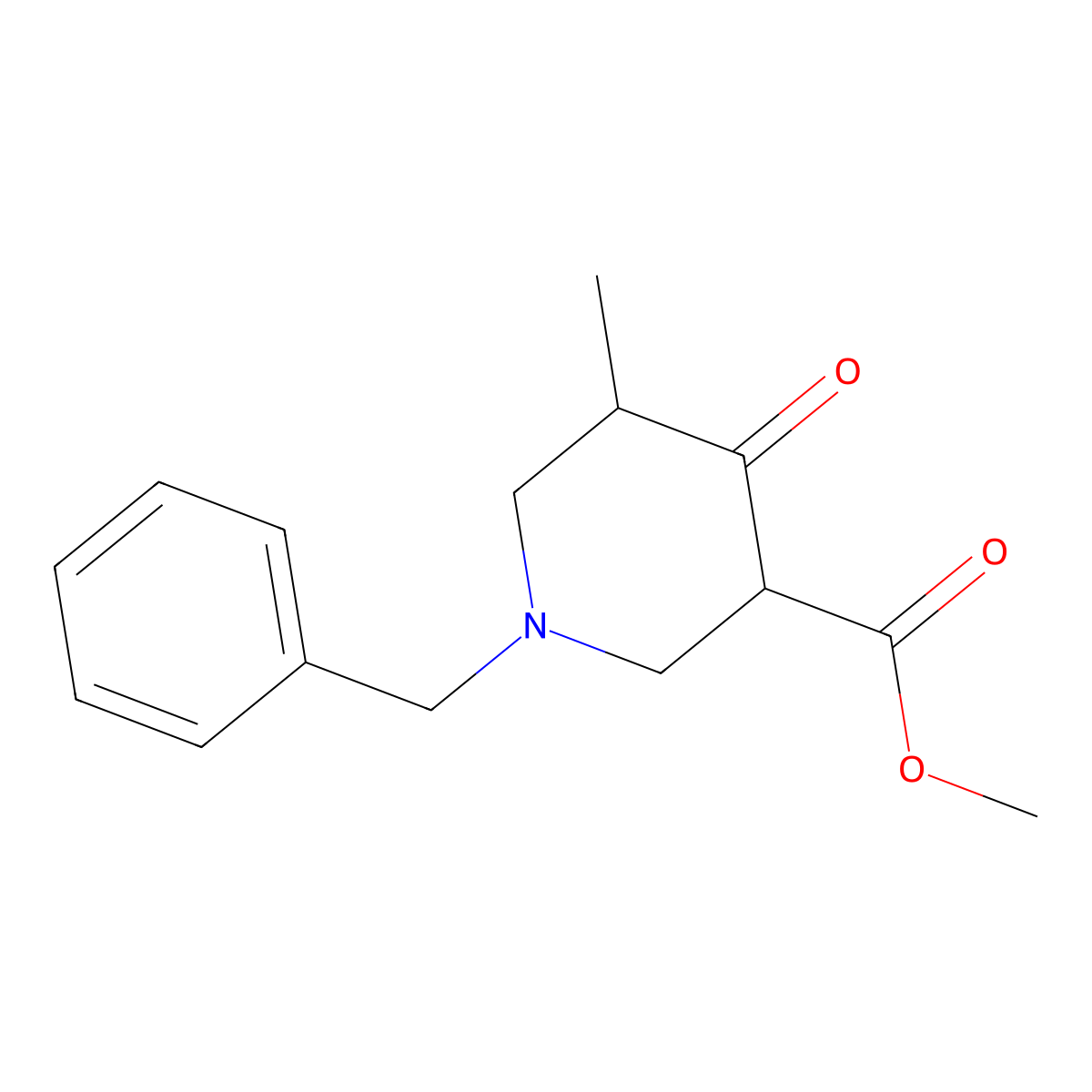 1-Benzyl-5-methyl-4-oxo-piperidine-3-carboxylic acid methyl ester molecular structure, CAS 758721-63-0