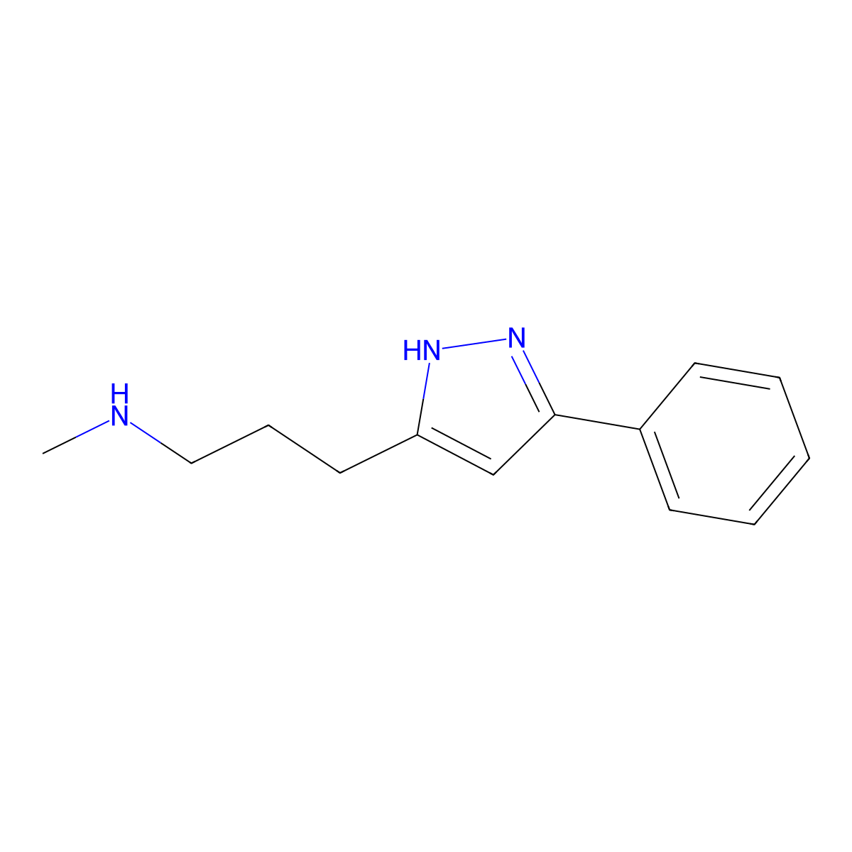 methyl[3-(3-phenyl-1H-pyrazol-5-yl)propyl]amine molecular structure, CAS 75876-06-1