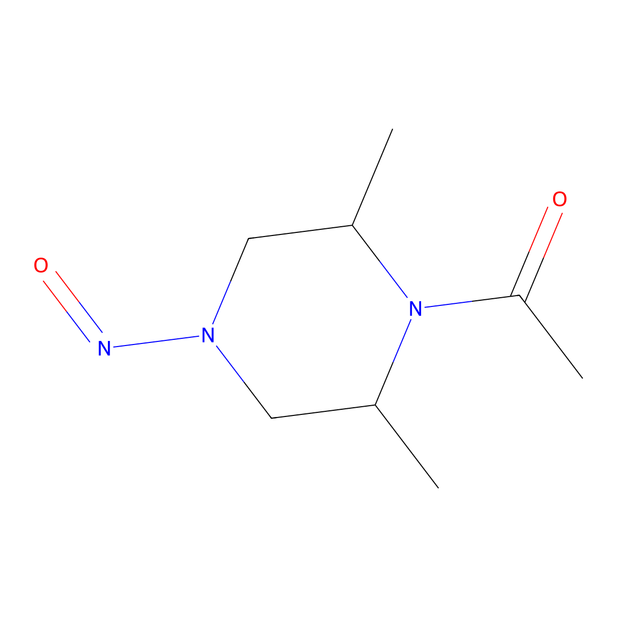 1-Nitroso-4-acetyl-3,5-dimethylpiperazine molecular structure, CAS 75881-17-3