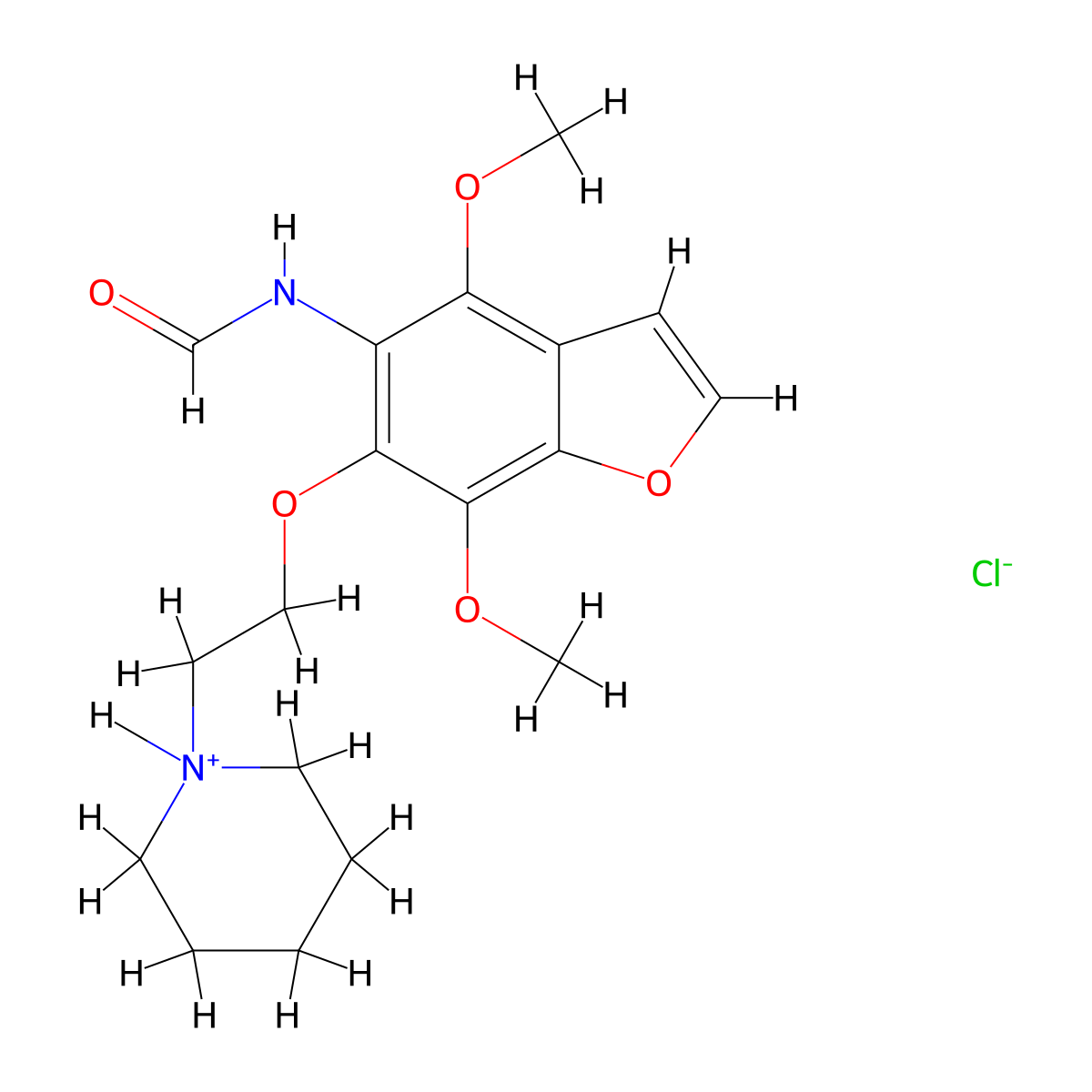 Formamide, N-(4,7-dimethoxy-6-(2-piperidinoethoxy)-5-benzofuranyl)-, hydrochloride molecular structure, CAS 75883-42-0