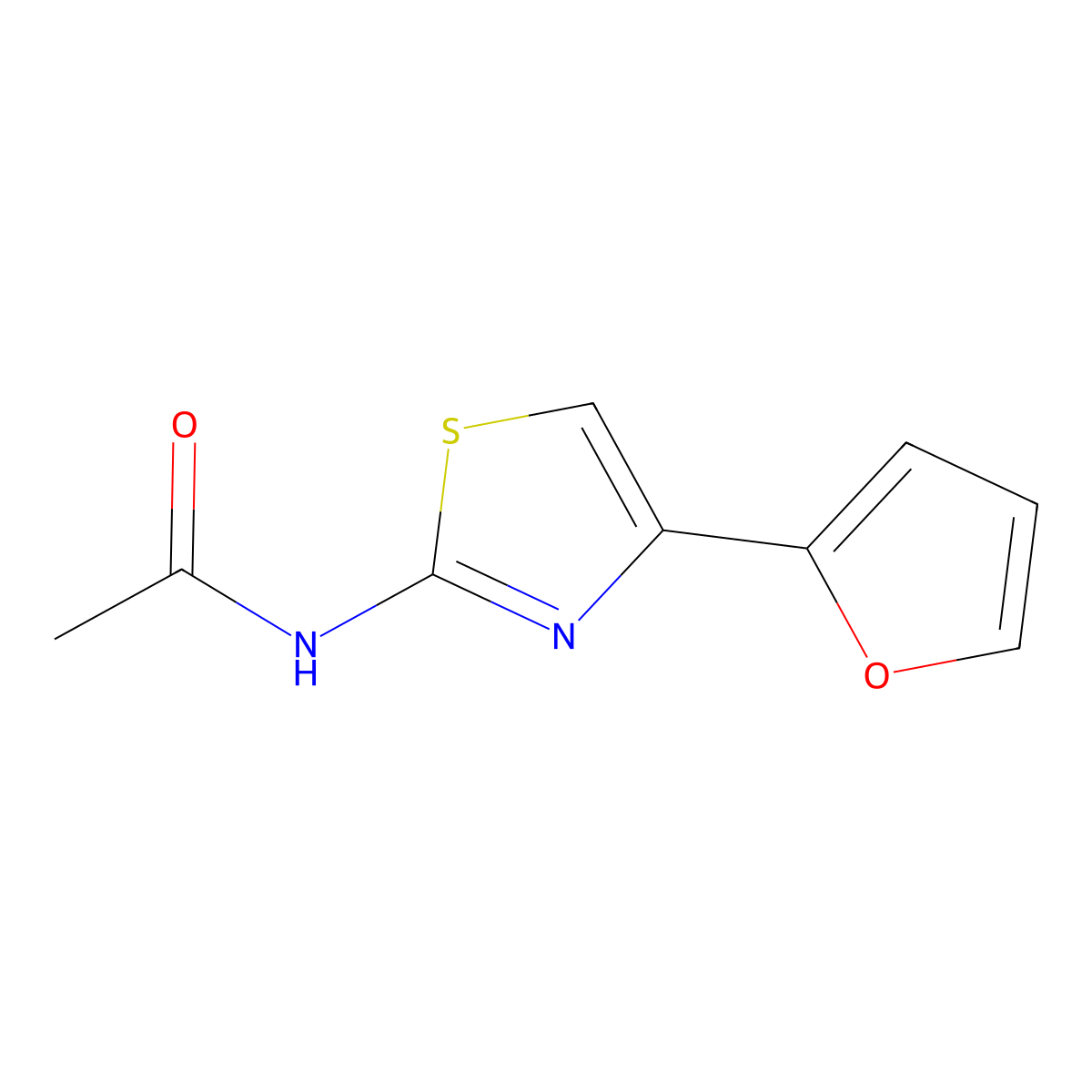 N-(4-(2-Furyl)-2-thiazolyl)acetamide molecular structure, CAS 75884-37-6