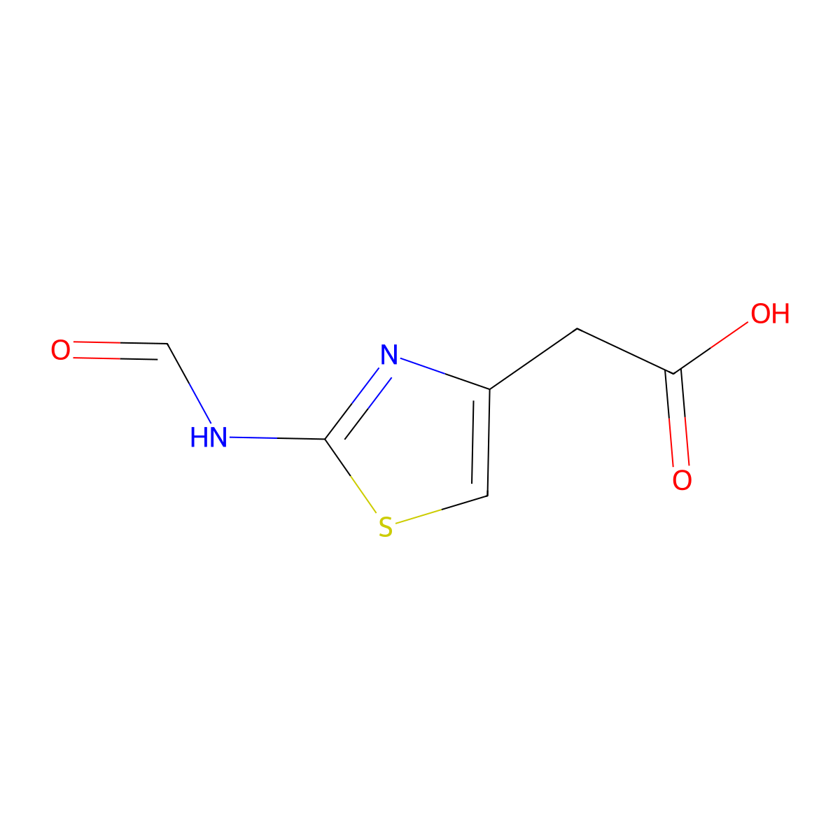 4-Thiazoleacetic acid, 2-(formylamino)- molecular structure, CAS 75890-68-5