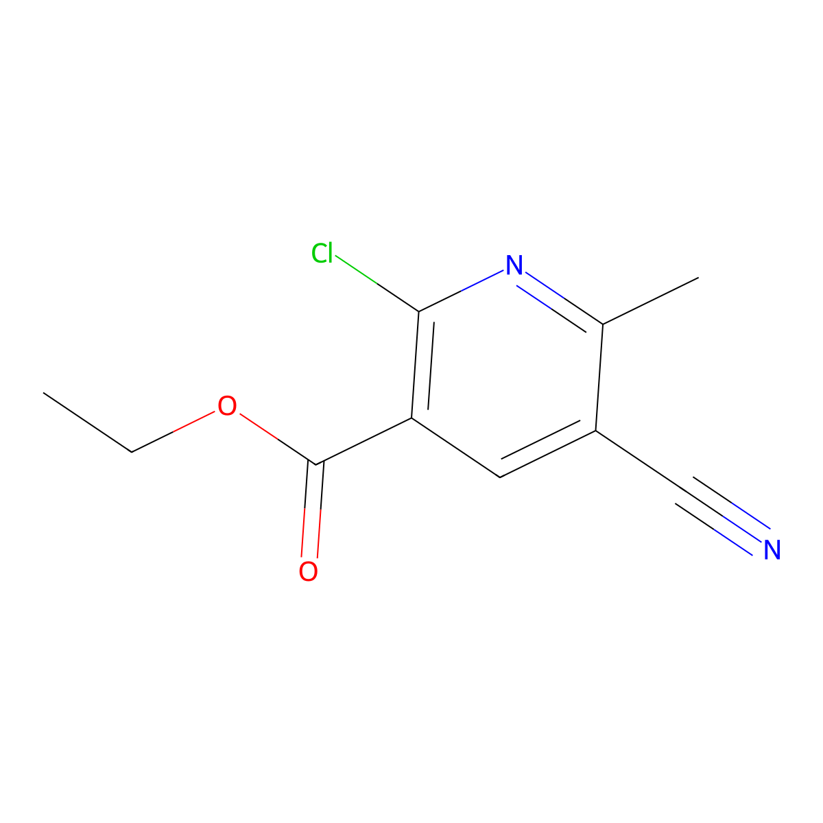 Ethyl 2-chloro-5-cyano-6-methylnicotinate molecular structure, CAS 75894-43-8