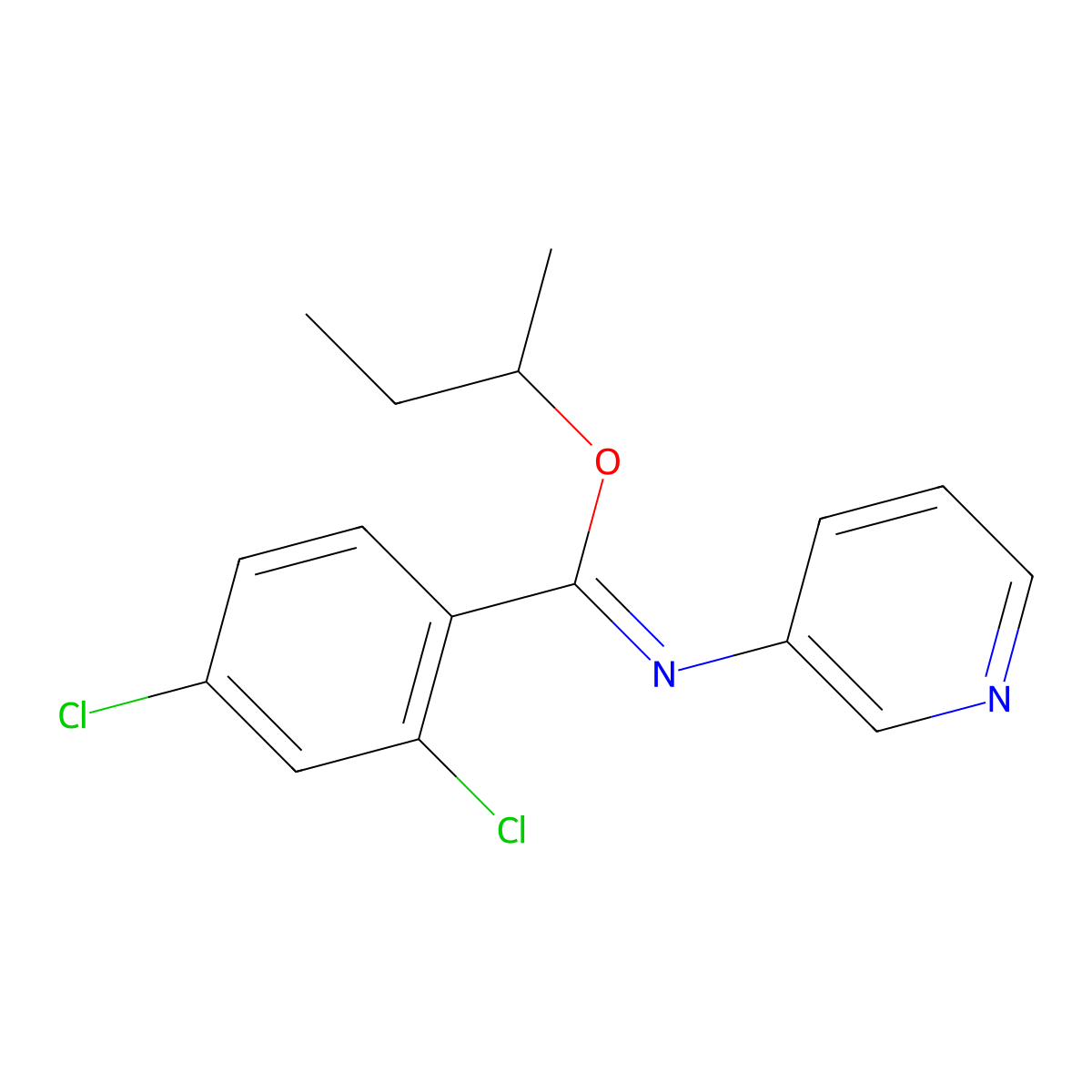 sec-butyl 2,4-dichloro-N-(3-pyridinyl)benzenecarboximidoate molecular structure, CAS 75897-09-5