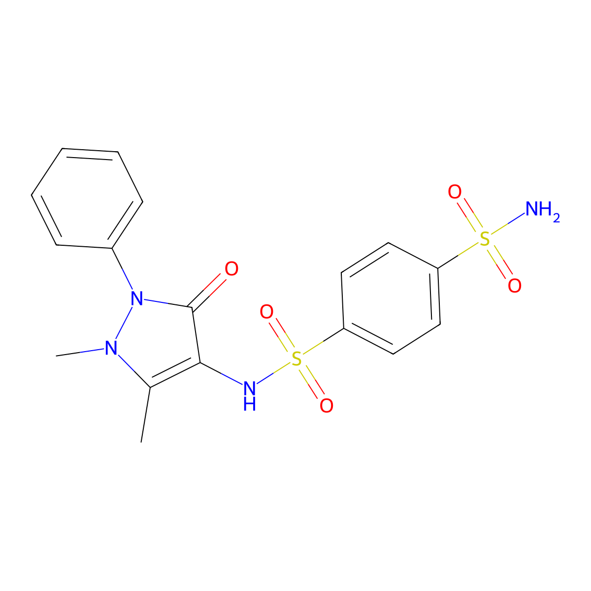 N-(1,5-dimethyl-3-oxo-2-phenyl-2,3-dihydro-1H-pyrazol-4-yl)benzene-1,4-disulfonamide molecular structure, CAS 75898-11-2